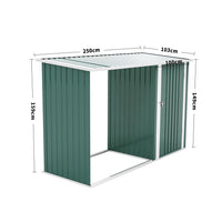 8x3ft Green Metal Firewood Shed with Dimensions – Compact Lean-to Garden Storage