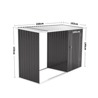 8x3ft Black Metal Firewood Shed Dimensions – Slimline Outdoor Storage Shed