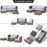 Modular Rattan Patio Sofa Set Arranged in Multiple Configurations – Flexible Layout Options