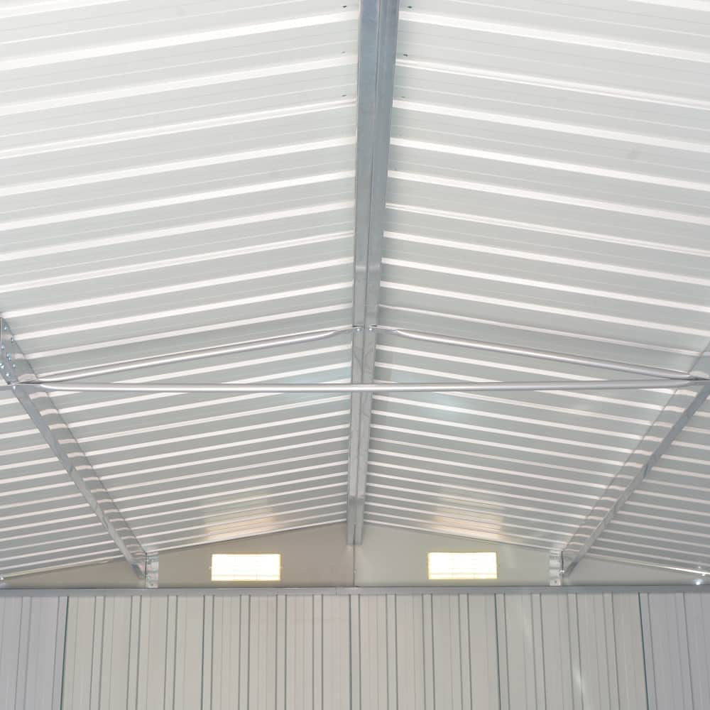 Reinforced Gabled Roof Interior of 10x12ft Metal Shed – Strong Ventilated Roof Design