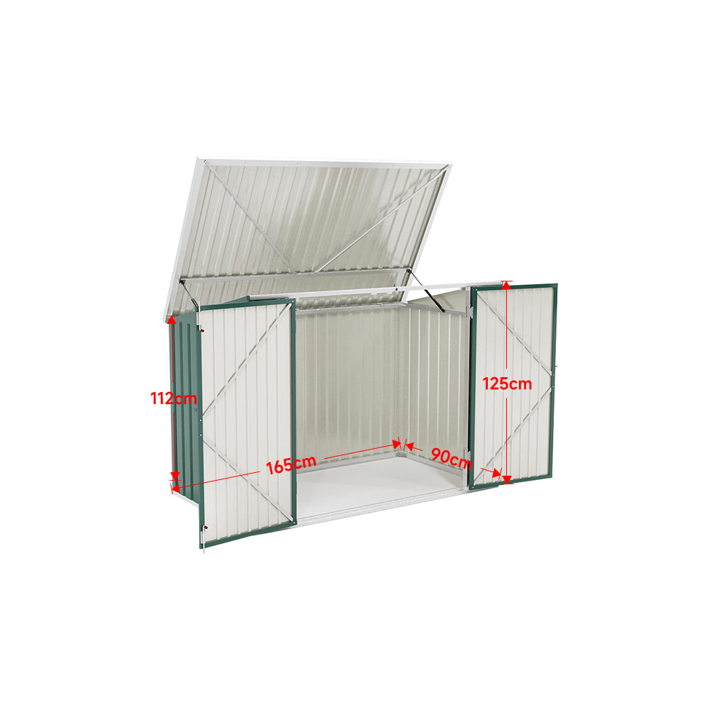 6x3ft Green Garden Bin Shed Size Chart – Detailed Dimensions for Outdoor Placement