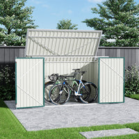7x3ft green garden storage shed – lockable steel shed for bins, bikes, and tools