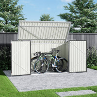 7x3ft charcoal black lockable garden shed – weather-resistant steel bin and bike storage