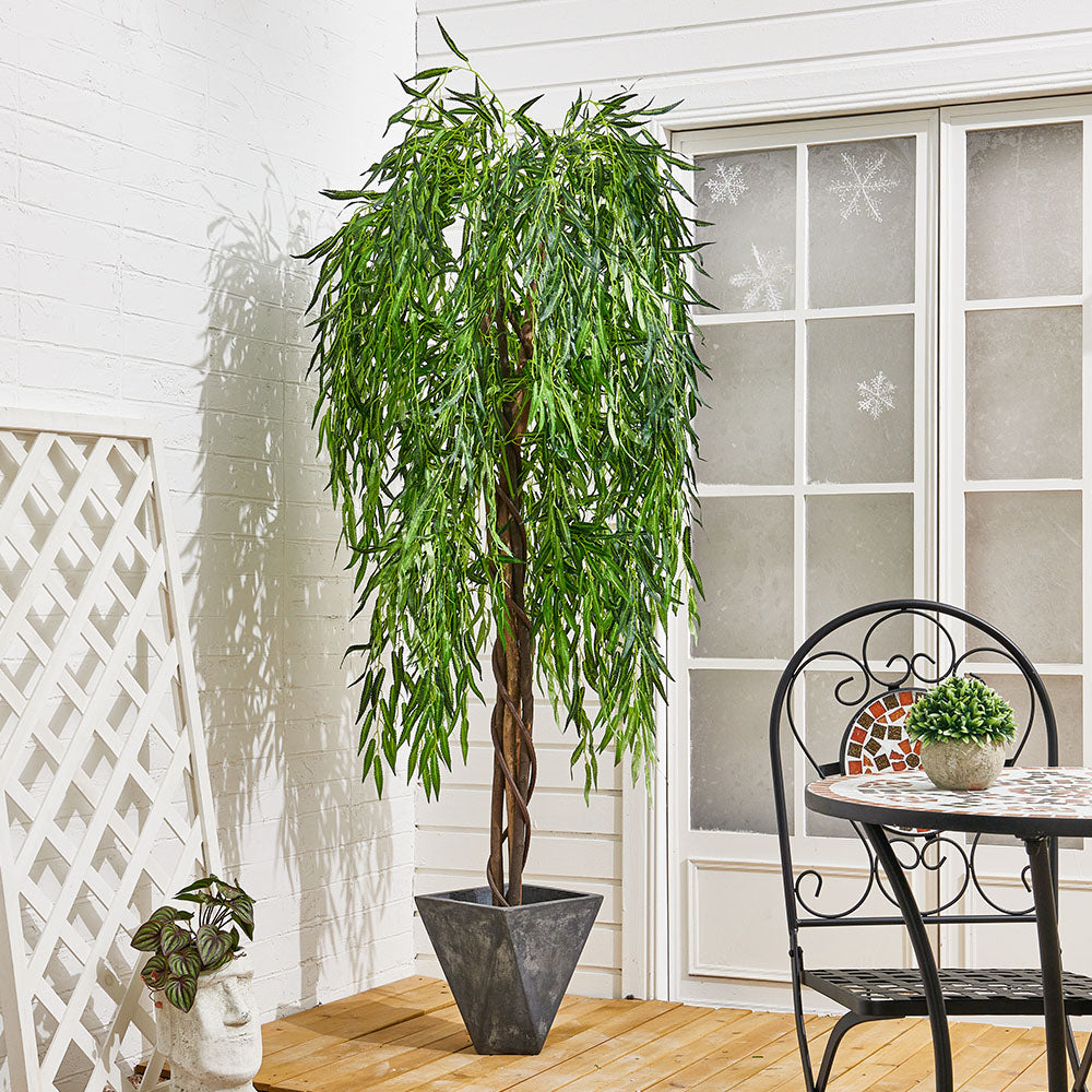 180cm Height Green Artificial Willow Tree Indoor Tall Potted Faux Realistic Plant
