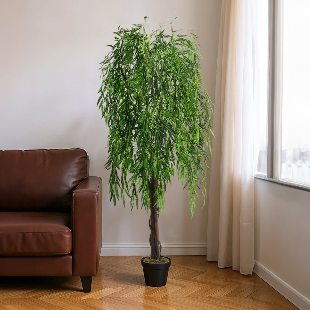 180cm Height Green Artificial Willow Tree Indoor Tall Potted Faux Realistic Plant