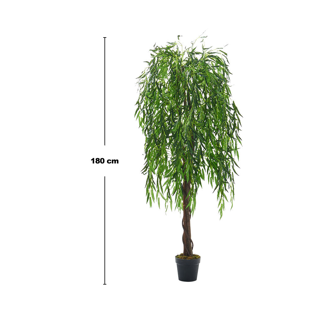 180cm Height Green Artificial Willow Tree Indoor Tall Potted Faux Realistic Plant