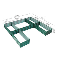 Dimensions of Outdoor U-shaped Metal Raised Garden Bed in green - Ideal size for growing a variety of plants