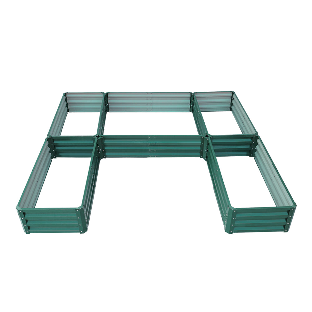 Green U-shaped Metal Raised Garden Bed on white background - Perfect for raised gardening in any backyard