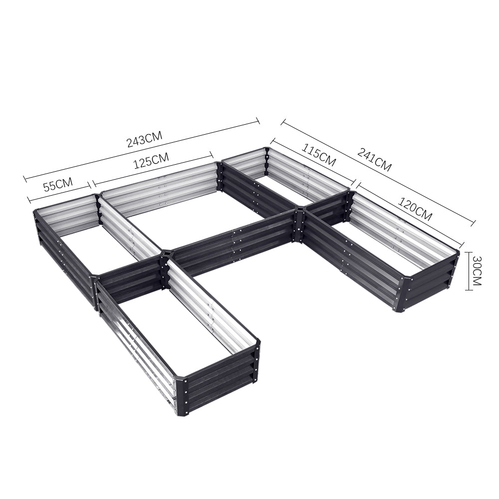 Dimensions of Outdoor U-shaped Metal Raised Garden Bed in anthracite - Perfect for efficient garden organization