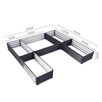 Dimensions of Outdoor U-shaped Metal Raised Garden Bed in anthracite - Perfect for efficient garden organization