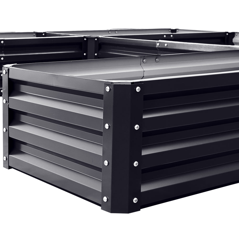 Close-up of anthracite U-shaped Metal Raised Garden Bed showing the strong construction and clean lines