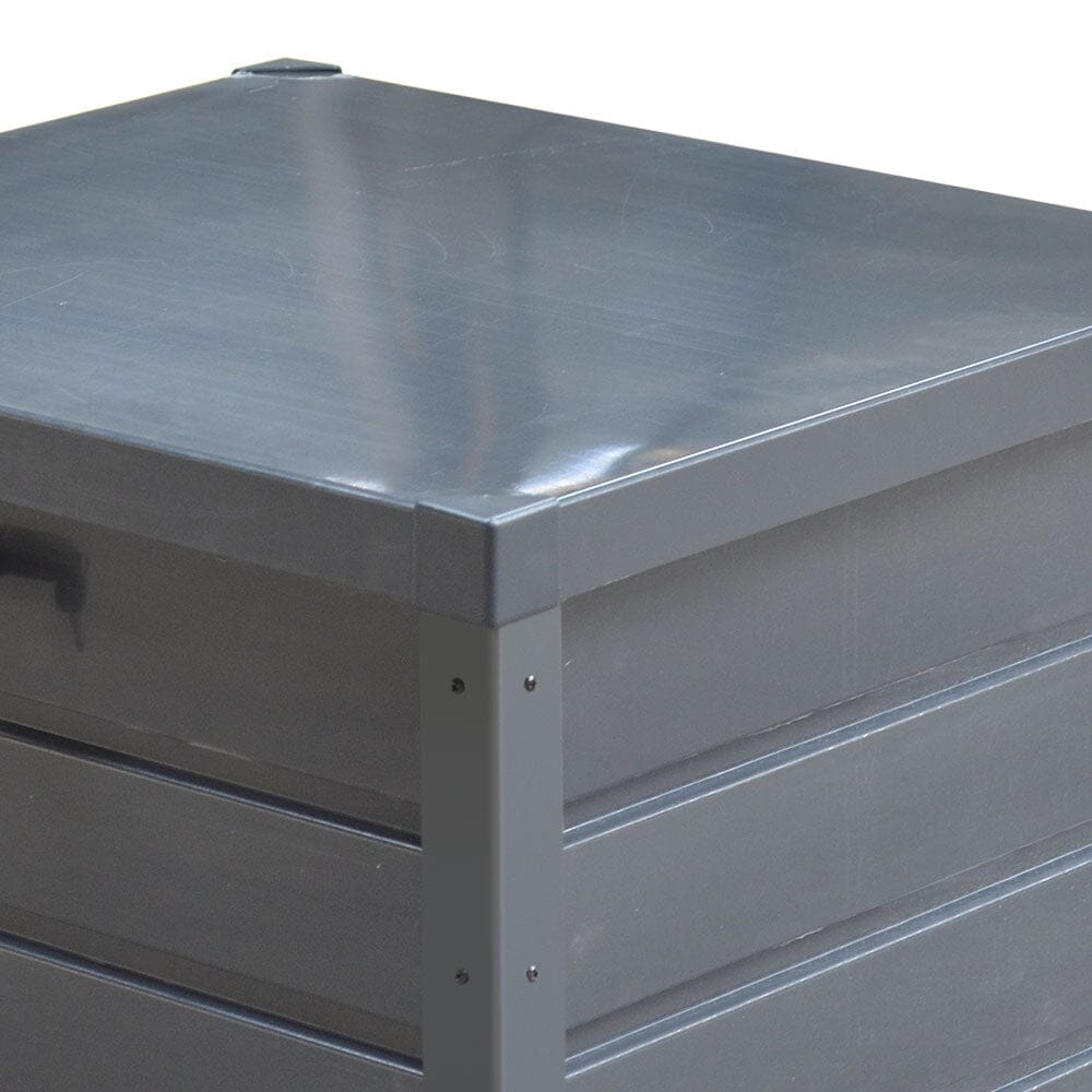200L Outdoor Metal Storage Box Top Angle View – Sturdy Lockable Garden Organizer