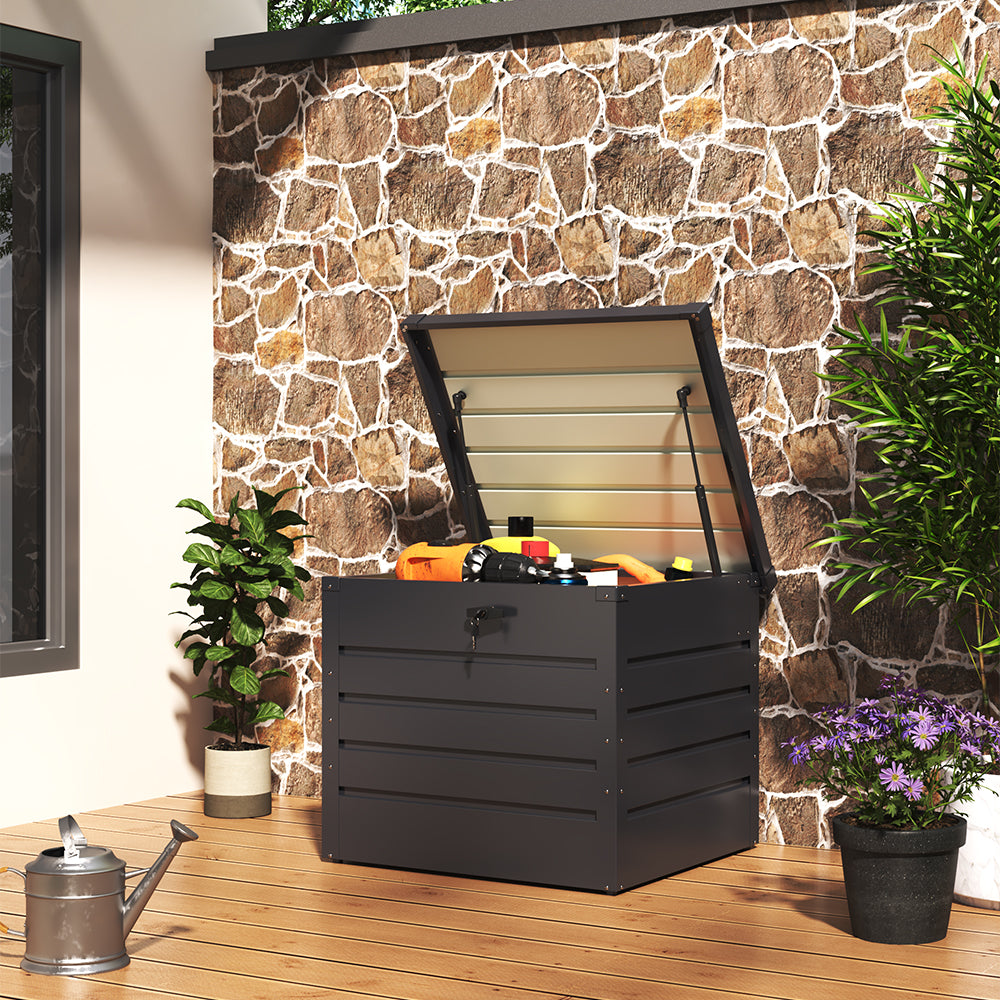 Open 200L Metal Garden Storage Chest – Store Tools and Supplies Safely Outdoors