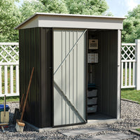 5x3ft Metal Garden Tool Shed Installed by Fence – Ideal for Small Garden or Patio Spaces