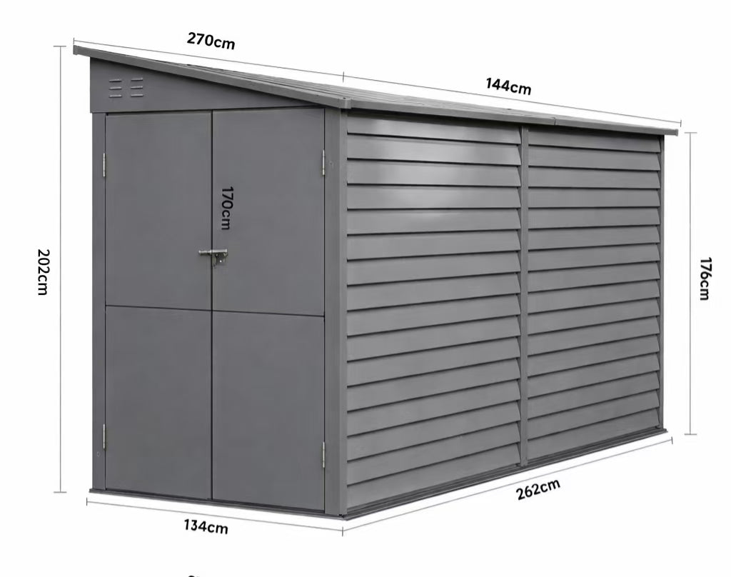 9x4.6ft Outdoor Lockable Steel Garden Storage Shed