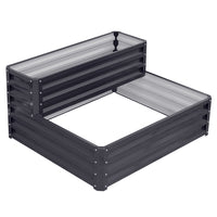 Double-Layer Rectangular Metal Raised Garden Bed on white background - Durable and rust-resistant garden planter