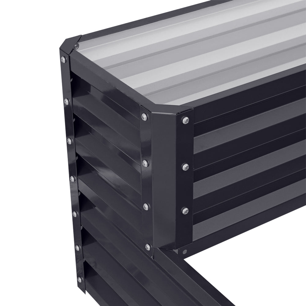 Close-up of side detail showing the double-layer structure of the Rectangular Metal Raised Garden Bed for enhanced stability