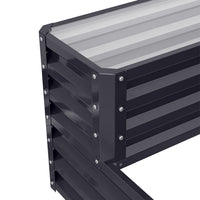 Close-up of side detail showing the double-layer structure of the Rectangular Metal Raised Garden Bed for enhanced stability