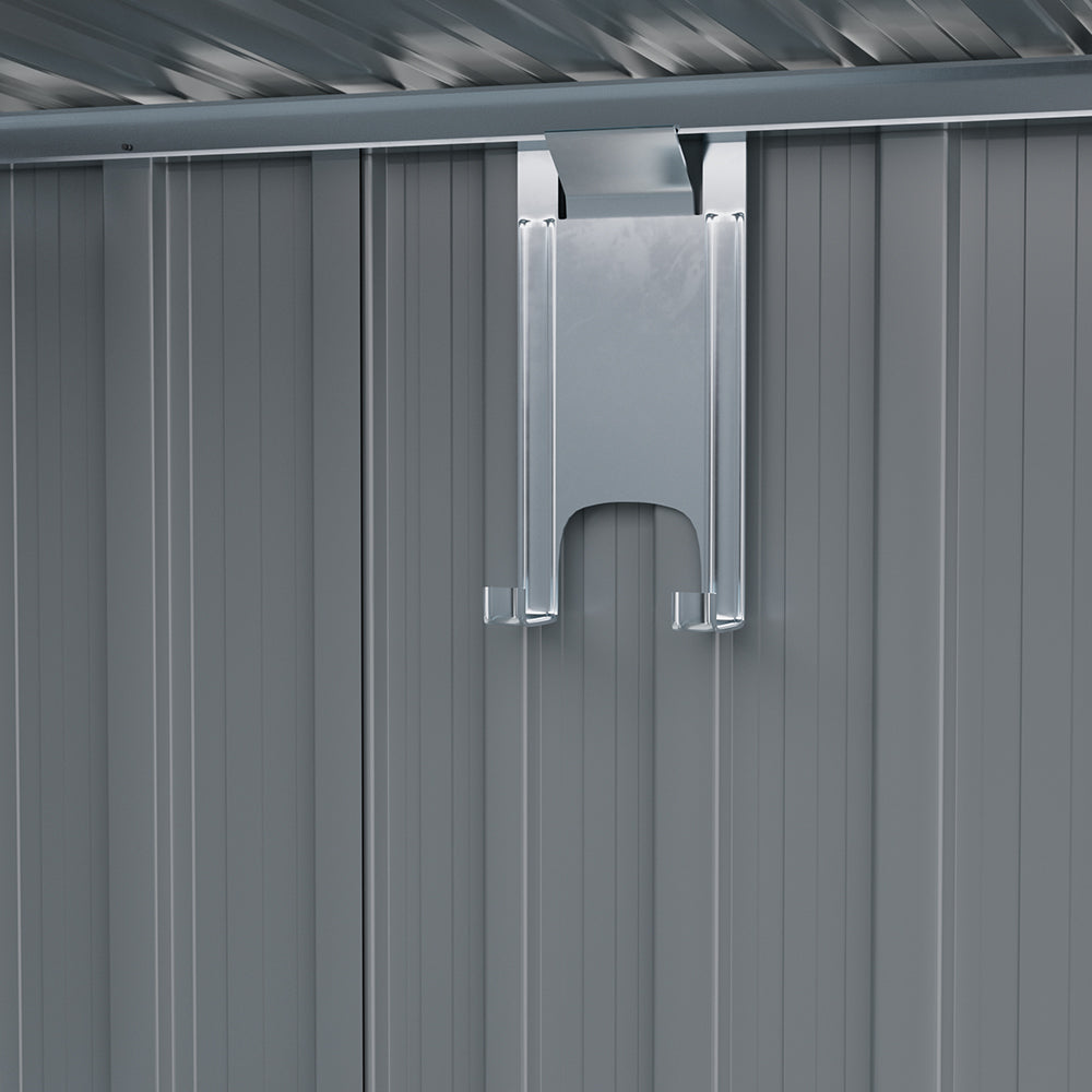 interior side panel detail of 9x6ft galvanized metal storage shed showing sturdy construction