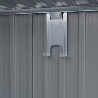 interior side panel detail of 9x6ft galvanized metal storage shed showing sturdy construction