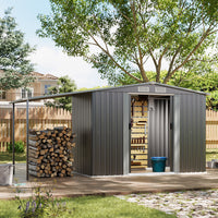 8x4ft Garden Metal Log Storage Shed with Pointed Roof – Durable Outdoor Firewood Shed