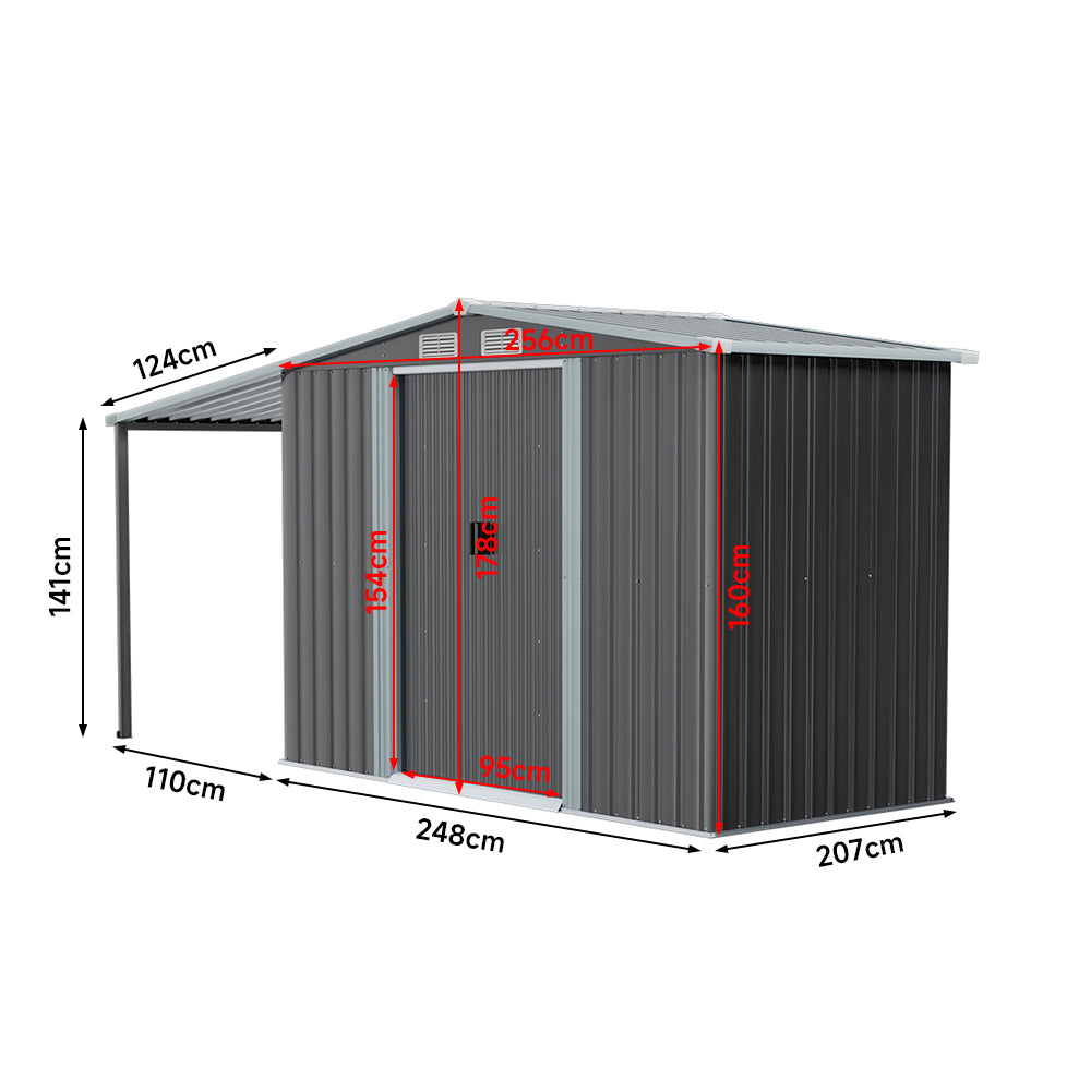8x4ft Garden Metal Log Shed Dimensions – Size Guide for Pointed Roof Outdoor Storage