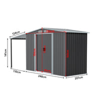 8x4ft Garden Metal Log Shed Dimensions – Size Guide for Pointed Roof Outdoor Storage