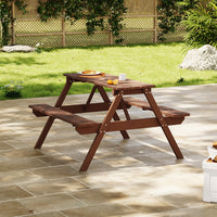 Solid Wood Camping Table and Bench Set 120x120x76cm – Outdoor Picnic Dining Set