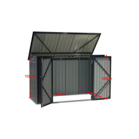 7x3ft Black Garden Metal Double Door Storage Shed with Lock