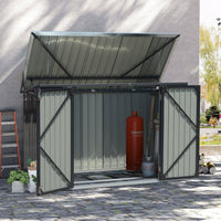 6x4ft black garden steel bin storage shed with lockable top lid for secure outdoor rubbish storage