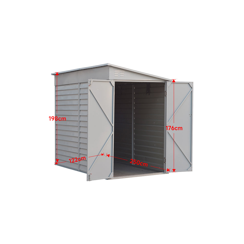 Size Guide for 9x5ft White Steel Garden Storage Shed – Lockable Outdoor Metal Shed Dimensions