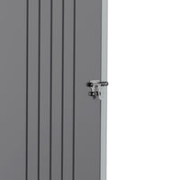 close-up of lockable metal door on 5x3ft garden shed with reinforced hinges and secure latch system