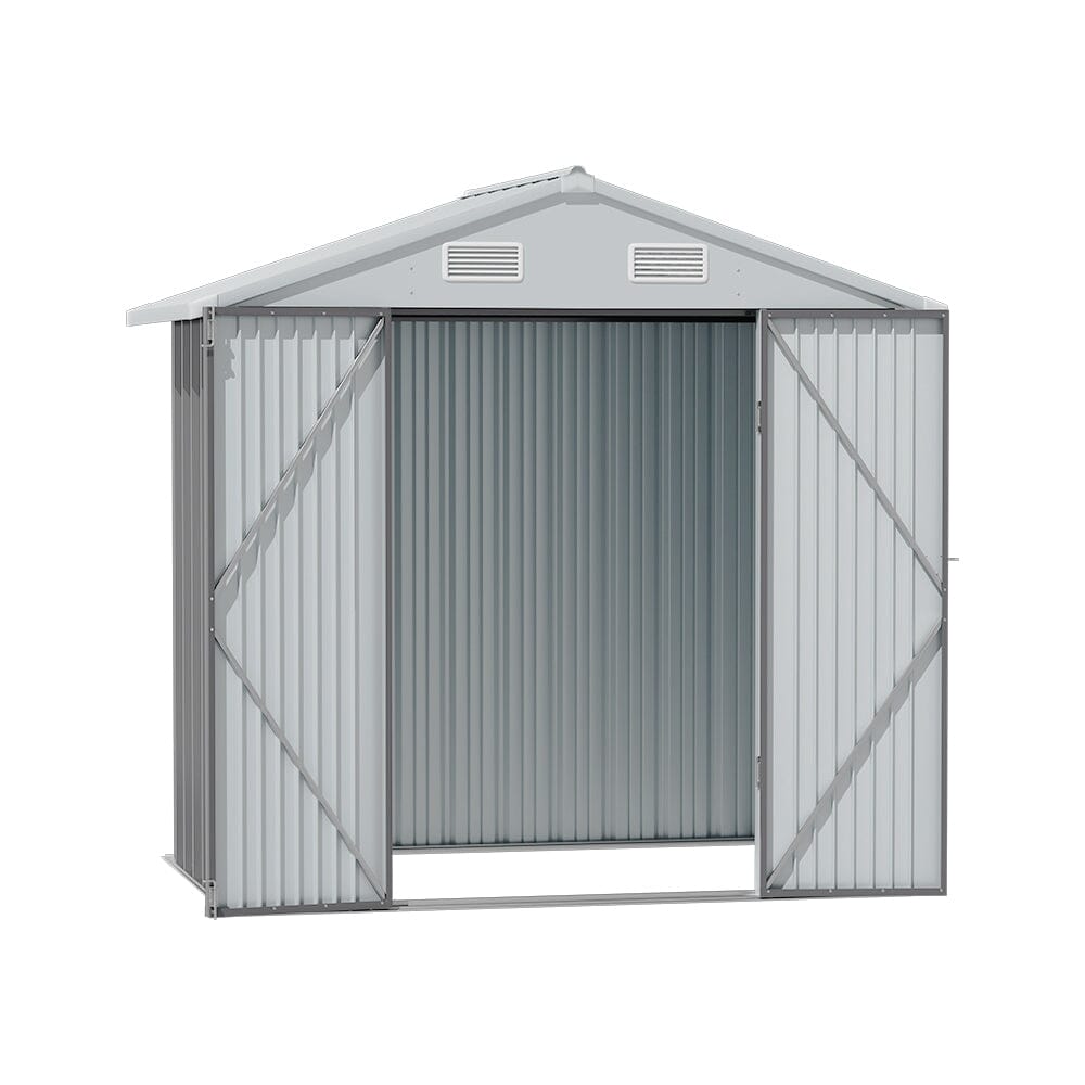 Freestanding 6x4ft Metal Garden Shed – Lockable Tool Storage with Sloped Roof and Steel Panels