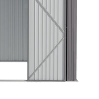 Reinforced double doors of 10x10ft galvanized steel shed with padlock design for enhanced security