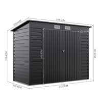 external dimension diagram of 8x4ft galvanized steel garden tool storage shed