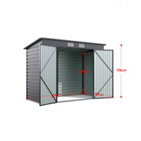 internal measurements illustration of 8x4ft grey metal garden shed for spacious storage planning