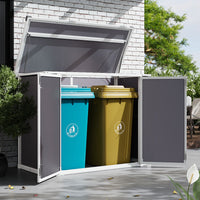 5x2ft grey aluminum alloy garden tool storage shed with flat roof – compact and rust-resistant outdoor shed