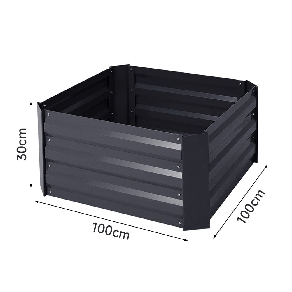 Dimensions of Small Galvanized Steel Square Black Raised Garden Bed Planter Box - Perfect for compact garden spaces