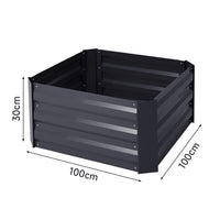 Dimensions of Small Galvanized Steel Square Black Raised Garden Bed Planter Box - Perfect for compact garden spaces