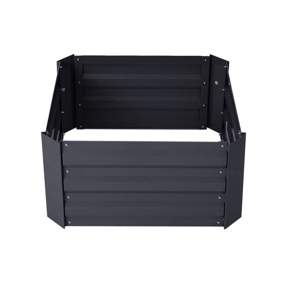 Small Black Galvanized Steel Square Raised Garden Bed Planter Box on white background - Strong, eco-friendly outdoor planter
