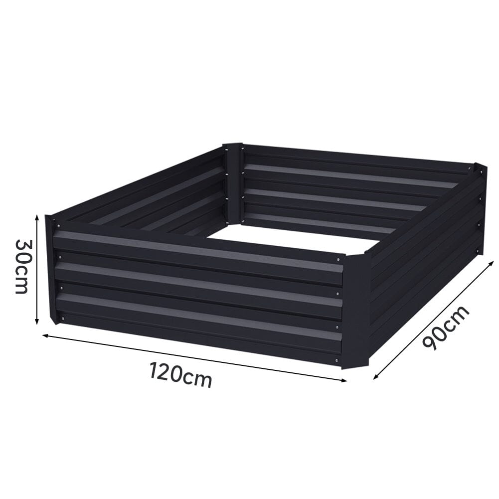 Dimensions of Large Galvanized Steel Square Black Raised Garden Bed Planter Box - Ideal for large vegetable gardens and extensive planting