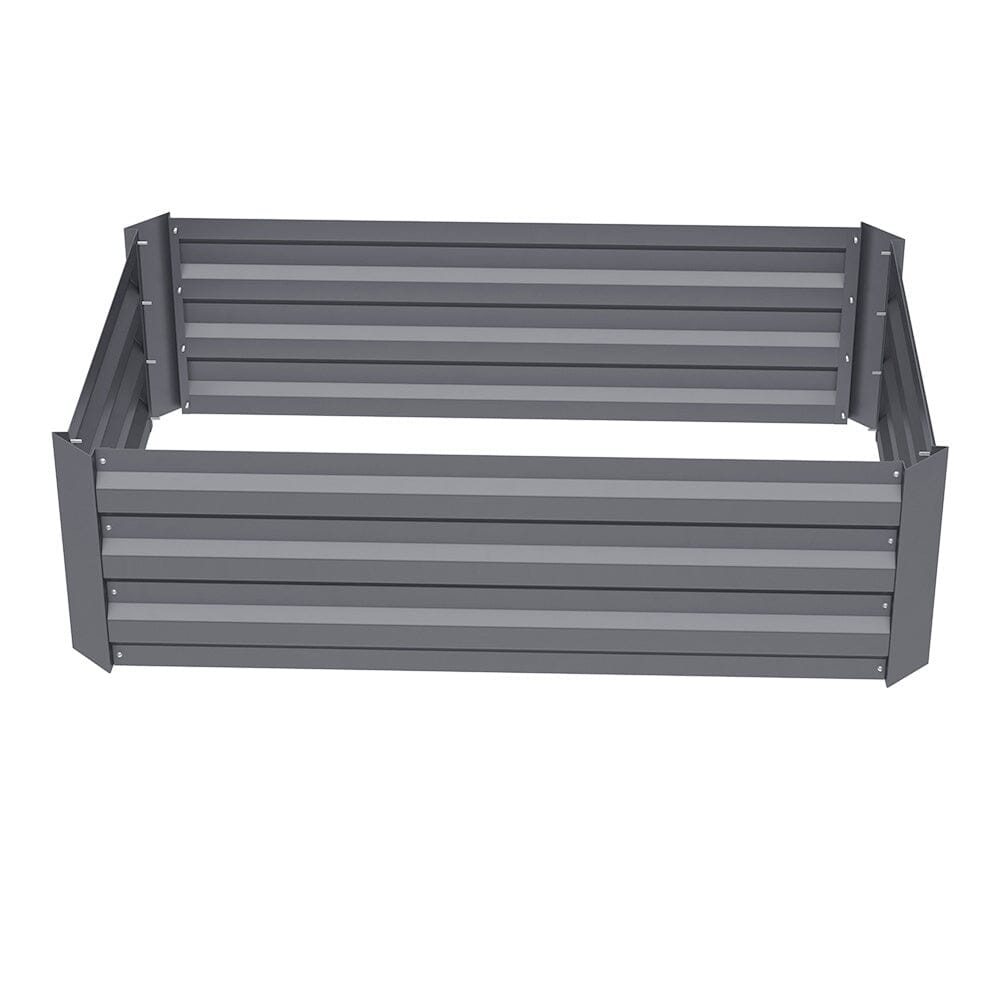 Large Grey Galvanized Steel Square Raised Garden Bed Planter Box on white background - Sturdy and eco-friendly garden bed for ample plant growth