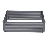 Large Grey Galvanized Steel Square Raised Garden Bed Planter Box on white background - Sturdy and eco-friendly garden bed for ample plant growth