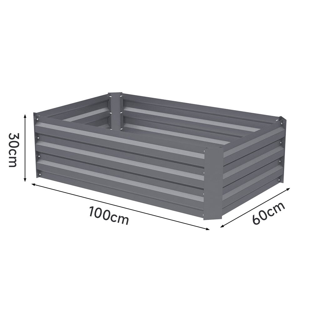 Dimensions of Medium Grey Galvanized Steel Square Raised Garden Bed Planter Box - Ideal for medium-sized gardens and vegetable beds