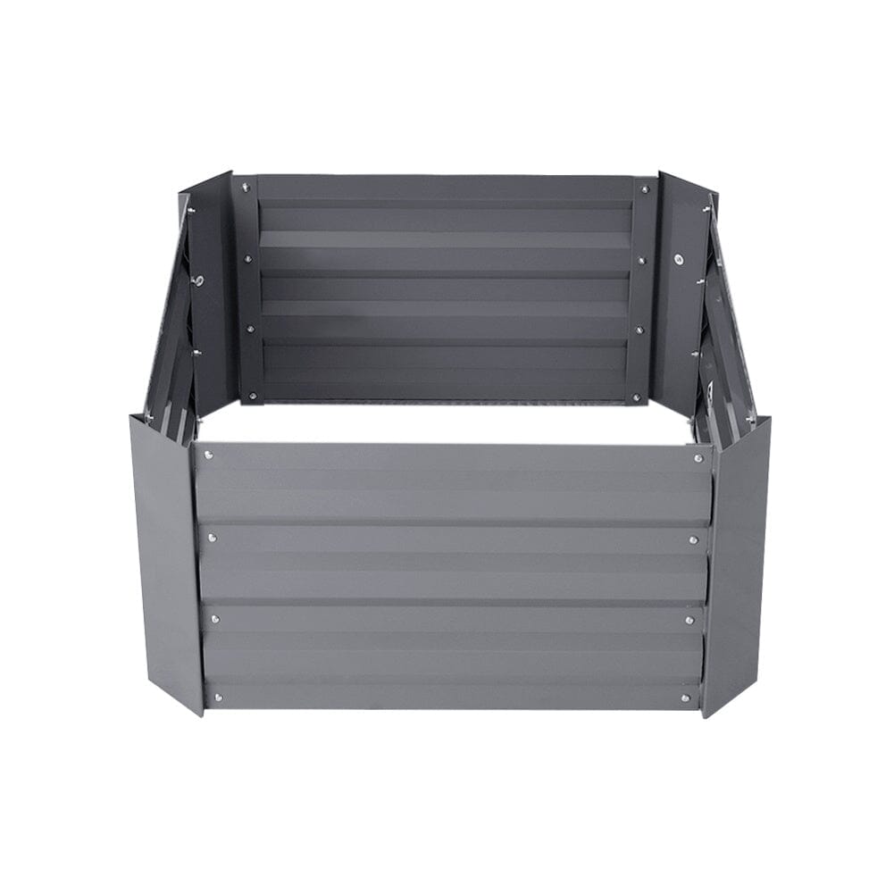Small Grey Galvanized Steel Square Raised Garden Bed Planter Box on white background - Sturdy and eco-friendly garden bed