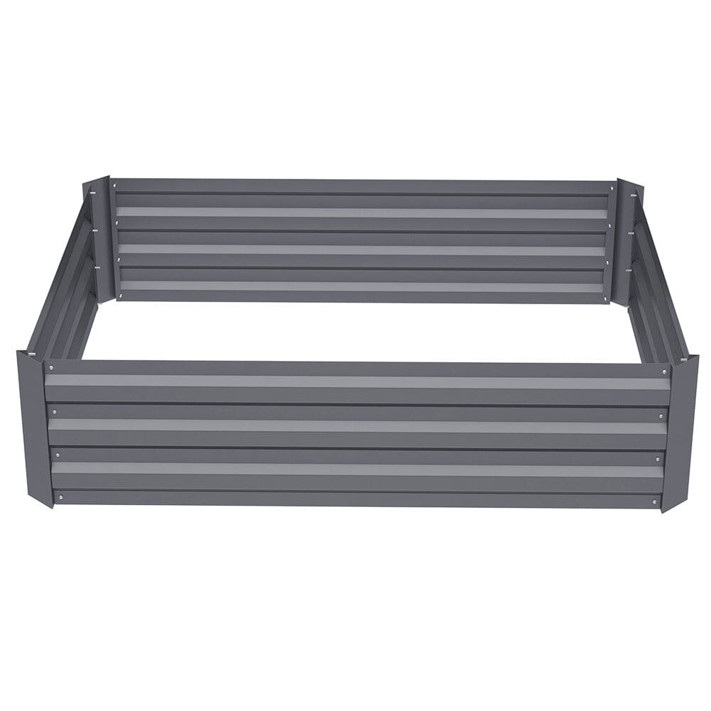 Medium Grey Galvanized Steel Square Raised Garden Bed Planter Box on white background - Weather-resistant and durable outdoor planter