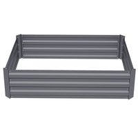 Medium Grey Galvanized Steel Square Raised Garden Bed Planter Box on white background - Weather-resistant and durable outdoor planter