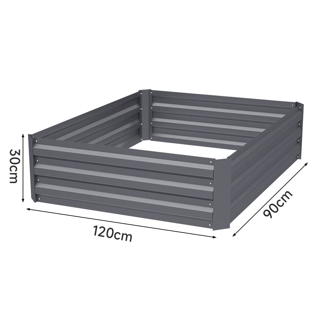 Dimensions of Large Grey Galvanized Steel Square Raised Garden Bed Planter Box - Perfect for larger garden spaces and extensive planting
