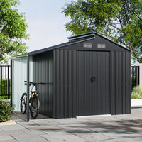 10x5ft grey galvanized steel garden storage shed with lean-to roof – spacious and weather-resistant metal shed