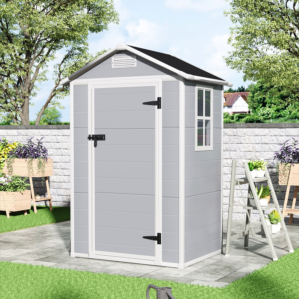 4x3ft apex roof garden shed closed, placed neatly in backyard for secure outdoor storage